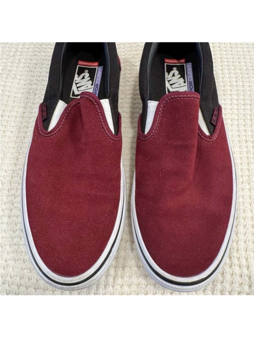 Vans Slip-On Suede Sneakers in Burgundy